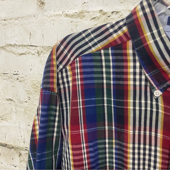 Tommy Hilfiger Blue Red Plaid Cotton Button Down Shirt - Picture 2 of 4